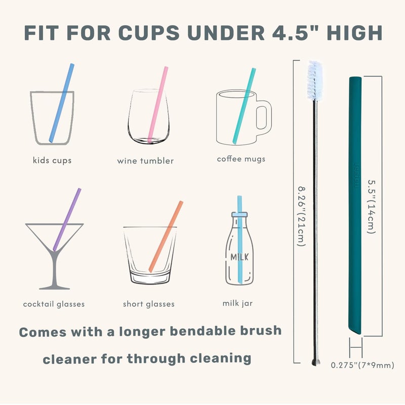 Tegion Thin Short Reusable Toddlers& Kids Silicone Straws for The First Years Take & Toss Spill Proof Straw Cup,10-14 oz Small Tumbler (Girls Color) - Image 5